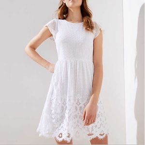 LOFT White Floral Lace Eyelet Dress